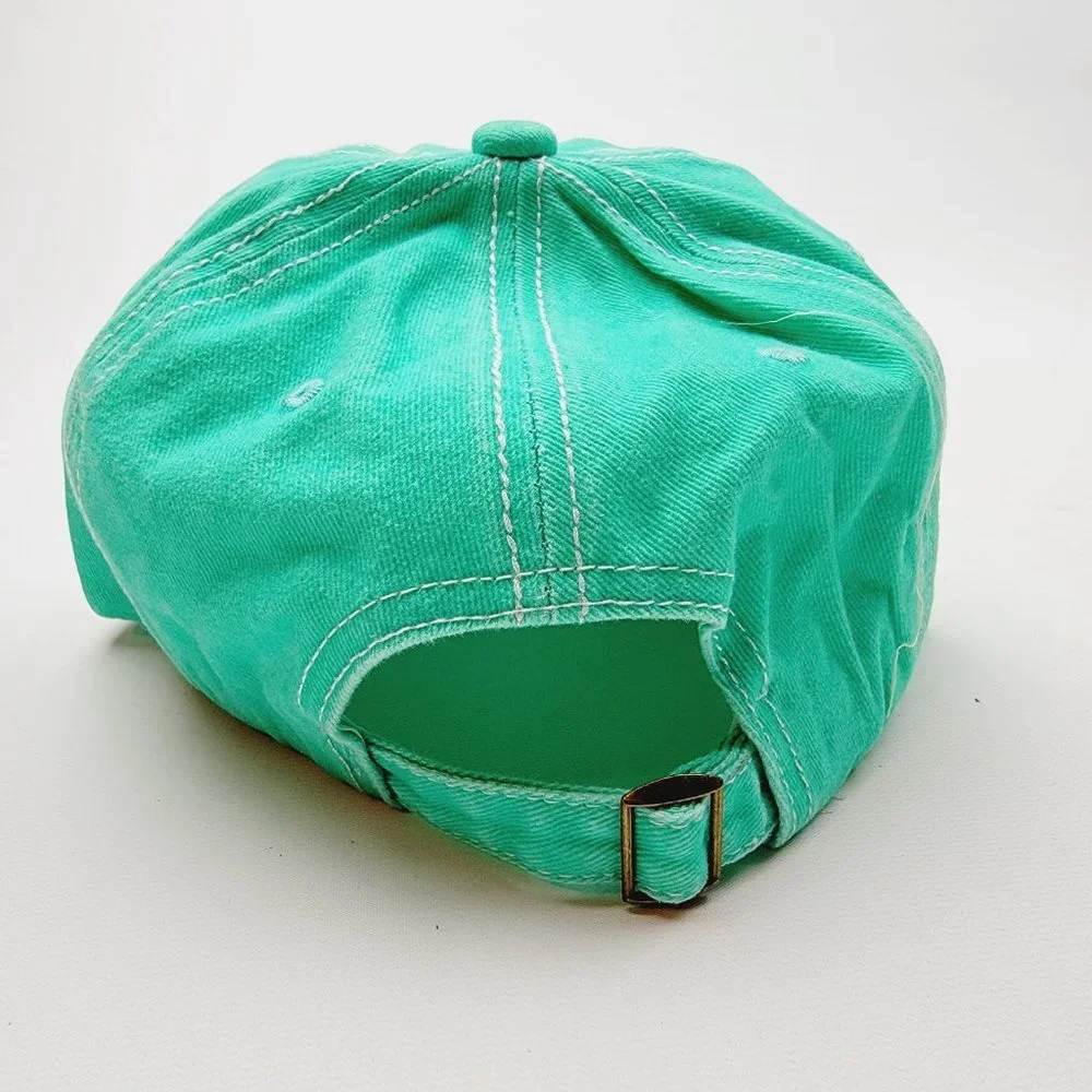 Dog Mom Distressed Relaxed Cotton Buckle Strap Full Cover Baseball Hat Cap Green